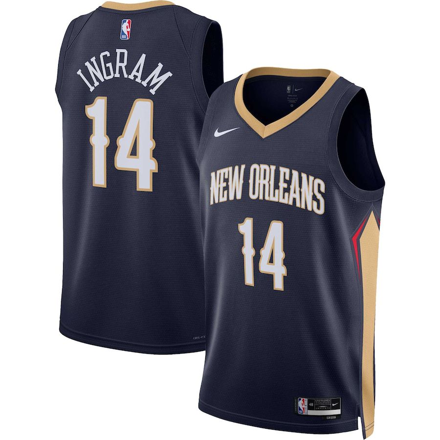 Men New Orleans Pelicans #14 Brandon Ingram Nike Navy Icon Edition 2022-23 Swingman NBA Jersey->new orleans pelicans->NBA Jersey